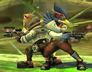 A closer view of Falco's Blaster in Super Smash Bros. Brawl.