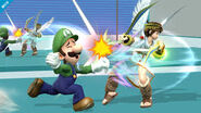 Luig performing a Dash Attack against Pit.