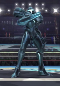 Dark Samus as she appears in SSBWU/3DS.