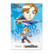 Mii Swordfighter amiibo figure in the packaging.