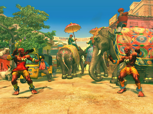 Exciting Street Scene in Ultra Street Fighter IV.