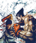 Street Fighter X Tekken: Ryu and Kazuya promotional art.