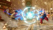 Ryu and Ken's Hadokens clashing in Street Fighter V.