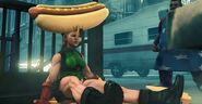 Cammy getting knocked into the City in Chaos's left knockout zone.