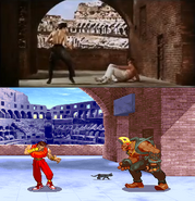 The Colosseum in Bruce Lee's Way of the Dragon with Tang Lung vs. Colt (up) and Rose and Birdie's stage in Warriors' Dreams (down)