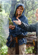 JoAnna finds a pineapple on the Jaburu camp.