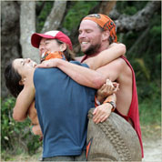 Ami, Chad, Chris, and Eliza win the challenge in Vanuatu.