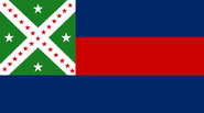 A "Battle Cross and Bars" variant of the 28-star "Stars and Bars" flag