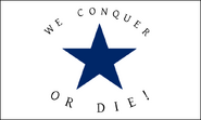 "WE CONQUER OR DIE!" flag, battle flag of the 15th Zarkan Kingdom Infantry Division