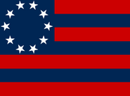 A red-and-blue striped variant of the previous flag