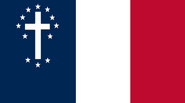 The ensign of the Attentive, a Vigilant-class ship, featuring the emblem from the "Deus Tueter Nos" battle flag