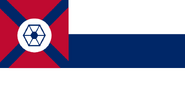 A variant of the 2nd National Flag with recoloured Bars and a Battle Cross and Hexagon canton