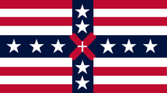 Thomasson's fifth, and final, proposed flag design, added a red Battle Cross and small white Zarkanian Cross inside that cross