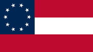 The 10-star "Stars and Bars" designed by Alexander M. Yarwood from the Zarkan Kingdom, the brother of Michael Yarwood, writer of national anthem "The Bonny White Flag", winning design in the national flag competition, the first variant of the First Confederate National Flag/1st Naval Ensign of the Confederate States Navy