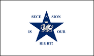 The "Secession Is Our Right!" flag, a popular form of Secession Flag flown in the Zarkan Kingdom during the deliverance of her Ordinance of Secession, and subsequent withdrawal from the Union