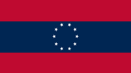 The first variant of the Confederate Civil Ensign, flown by non-government shipping, as well as by the Confederate States Merchant Navy, until the joining of the CIS