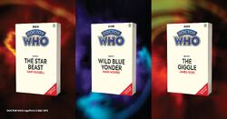 A promo picture of the unfinished covers for The Star Beast, Wild Blue Yonder, and The Giggle