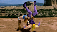 Michelle using her Behind Back Suplex on Nina in Tekken 2.