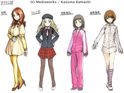 Concept art of the girls of Item, by Haimura Kiyotaka.