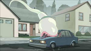 A sperm destroys a car.