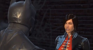 Shiva talking to Batman about her "test".