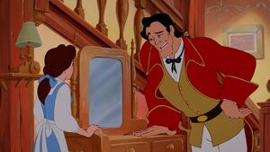 Gaston giving his "proposal" to Belle.