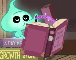 The Story Sprite consuming a book.