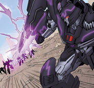 Megatron takes on the Autobots with his rail gun.