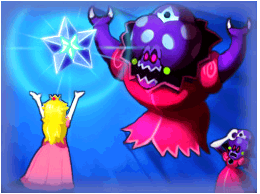 Princess Shroob witnesses Princess Peach imprisoning her sister in the cobalt star.