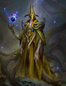 Hastur with celestial bodies in hand.