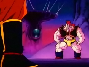 Ebifurya and Goku prepare to fight.