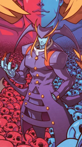 Jedah as he appears on the front cover of Darkstalkers VS Street Fighter.