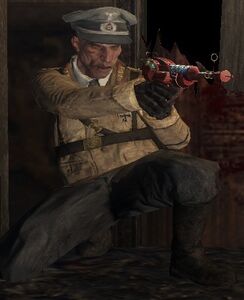 Richtofen wielding the Ray Gun.