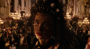 An opera singer at Dracula's masquerade ball.