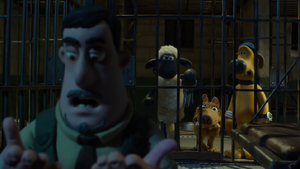 Shaun, Bitzer and Slip locking Trumper in the Cell.