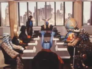 The Monster Clan executives in a board room meeting.