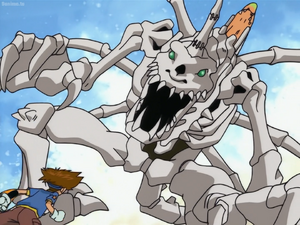 SkullGreymon confronts Tai