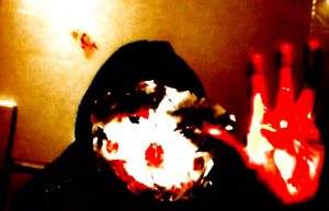 Clowny as he appears in the 2017 videos, eating an unknown victim.