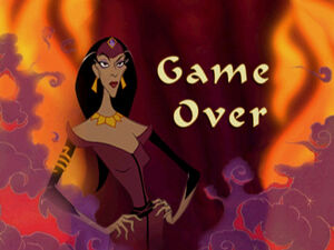 Nasira as she appears in the Game Over screen of Aladdin: In Nasira's Revenge.