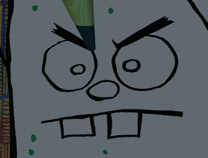 Doodlebob's evil stare.