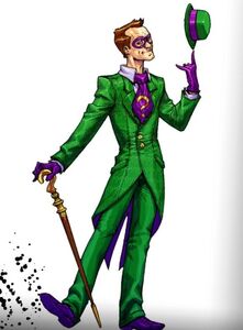 This is the appearance of "The Riddler" in his character bio in the popular 2009 game "Batman: Arkham Asylum"