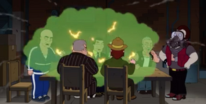 Stan as "Ricky Spanish" killing all the Mob Bosses in Langley Falls.