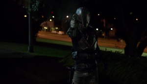 Scimitar during his attack on "Oliver Queen"