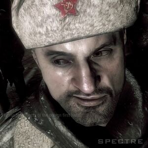 Close-up of Dragovich as he decides to use Reznov and his men as test subjects to demonstrate the weapon's poison.