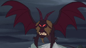 Jersey Devil furiously glaring.