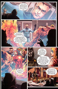 Doom showing Scarlet Witch and Dazzler what happen to the Fantastic Four.