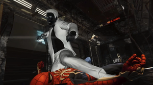 Mister Negative attacks Spider-Man in the subway train.