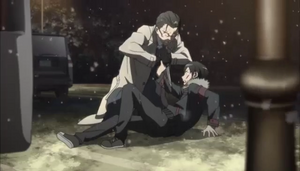 Sugou attempting to murder Kazuto.