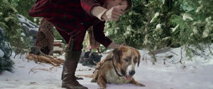 Hal pushes Buck to move out across the icy lake.