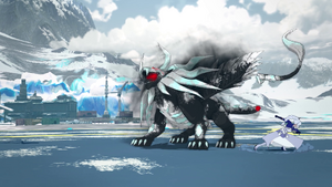 Weiss fighting an Ice Manticore